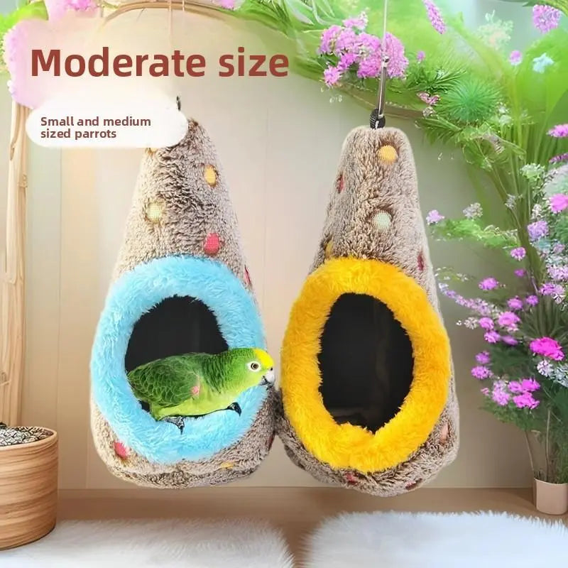 Warm Plush Egg-Shaped Hanging Nest for Small-Medium Birds - Winter Nesting House, Pet Supplies Cages & Accessories (Fits Parrots, Finches, Budgies, Parakeets, Lovebirds, Others)