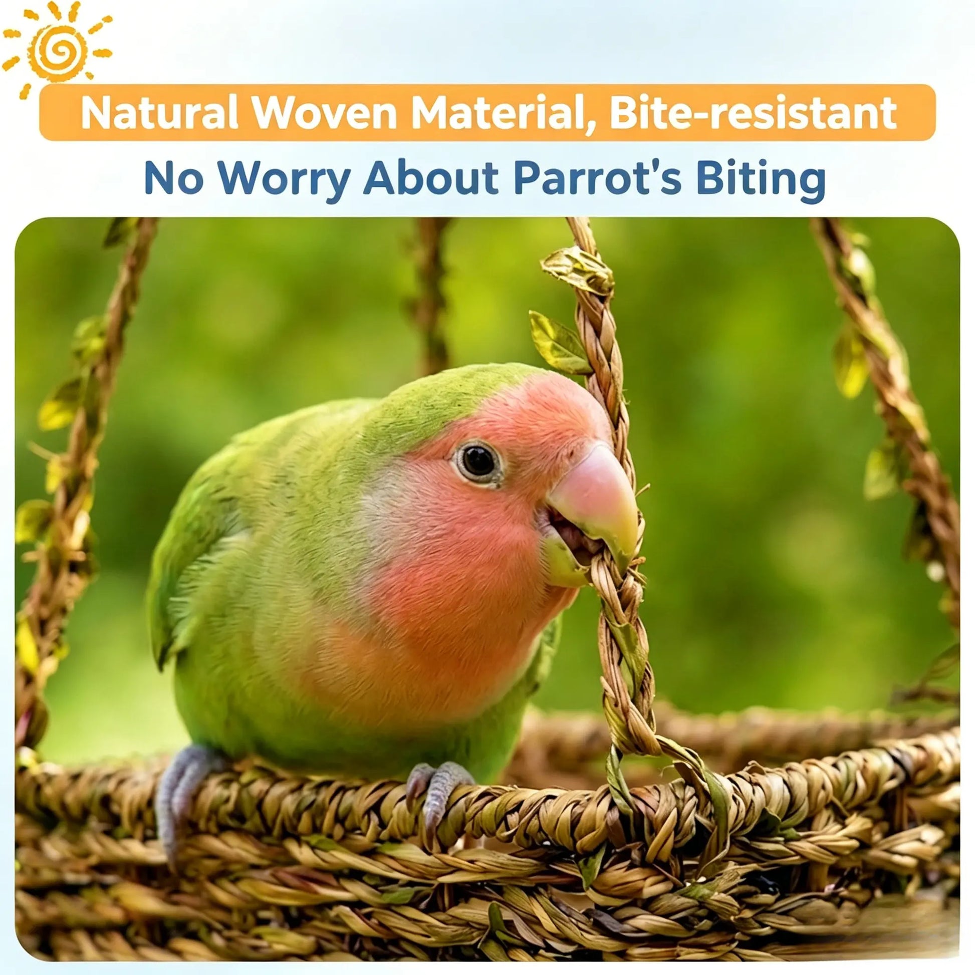Hanging Bird Swing Bed for Small Birds, Woven Bird Hammock Perch with Hooks and Mesh Bottom, Cage Resting Nest Toy for Parakeets, Budgies, Cockatiels, Lovebirds & Finches