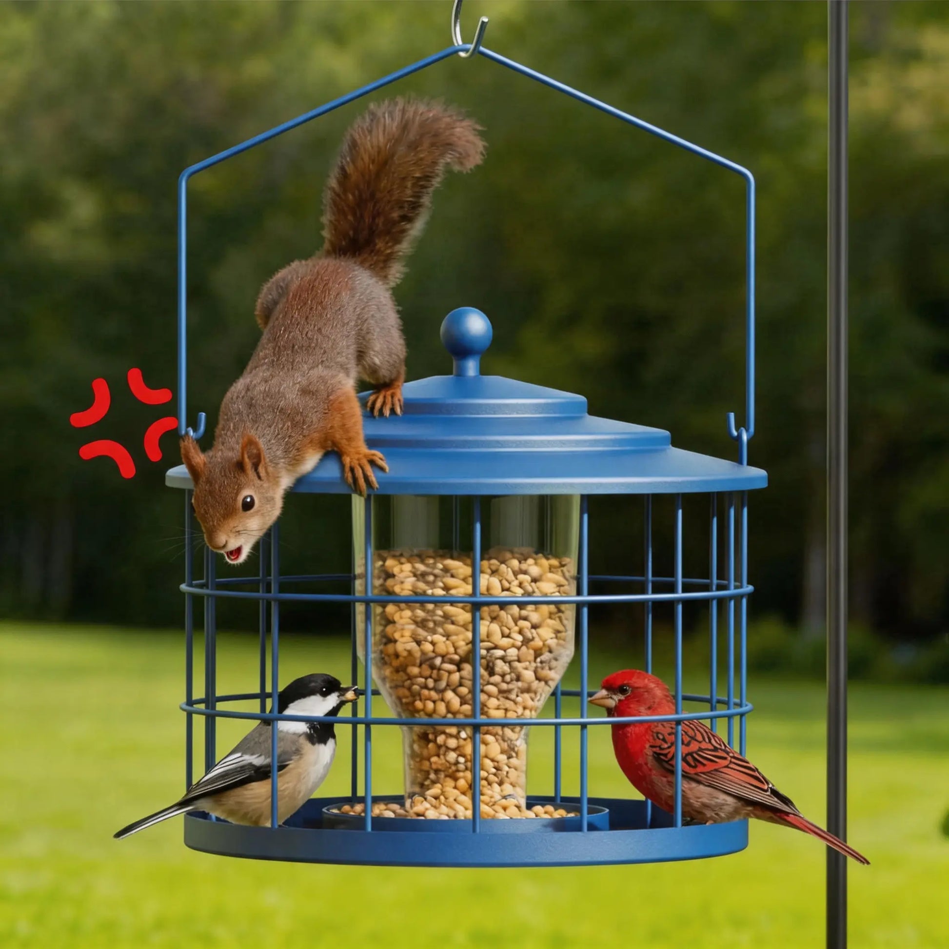 Birdream Squirrel-Proof Bird Feeder for Outdoors, Metal Cage Design for Small Birds, Helps Deter Starlings, Drainage Holes, Easy to Refill