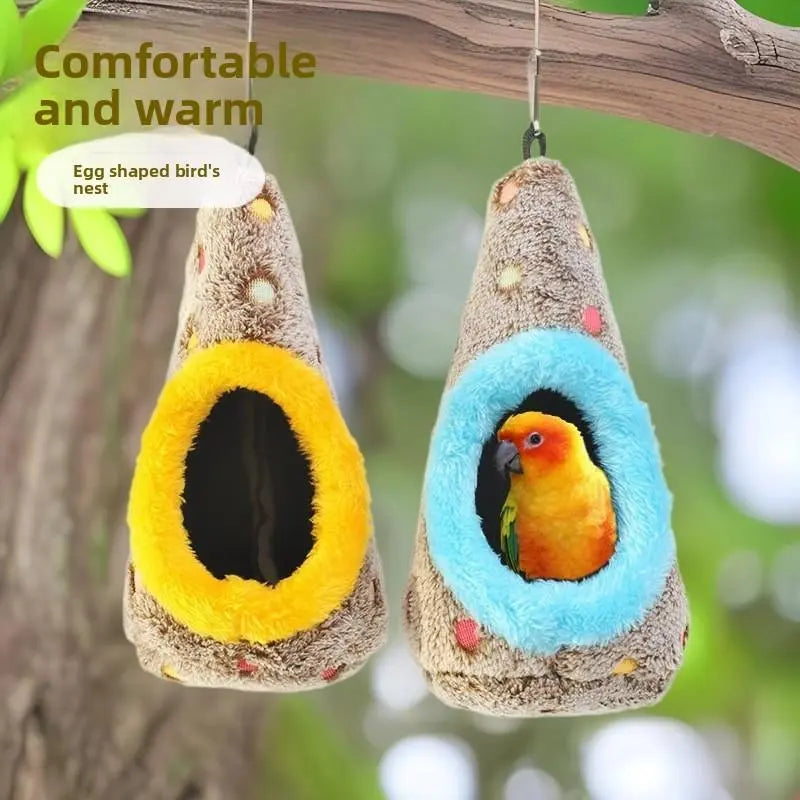 Warm Plush Egg-Shaped Hanging Nest for Small-Medium Birds - Winter Nesting House, Pet Supplies Cages & Accessories (Fits Parrots, Finches, Budgies, Parakeets, Lovebirds, Others)