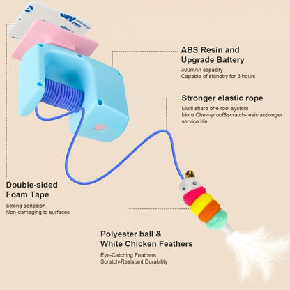 Interactive Retractable Bungee Cat Kitty Toy , Automatic Hanging Door Cat Toy, USB Rechargeable Auto Lifting Cat Teaser, Indoor Self-Play Exercise Toy for Boredom Relief Hanging Door Interactive Cat Teaser Electric Toy Pet Training Gift Breed