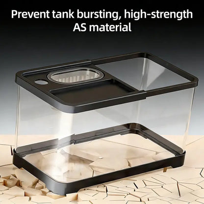 5 Gallon Fish Tank, Aquarium Plastic Starter Kit with Filter, Led Light, Sponge, and Filter Ball, Fish Tank for Betta, Plastic Nano Aquarium with Lid(18.5*7.87*8.07 Inch / Black) (5 Gallon Fish Tank)