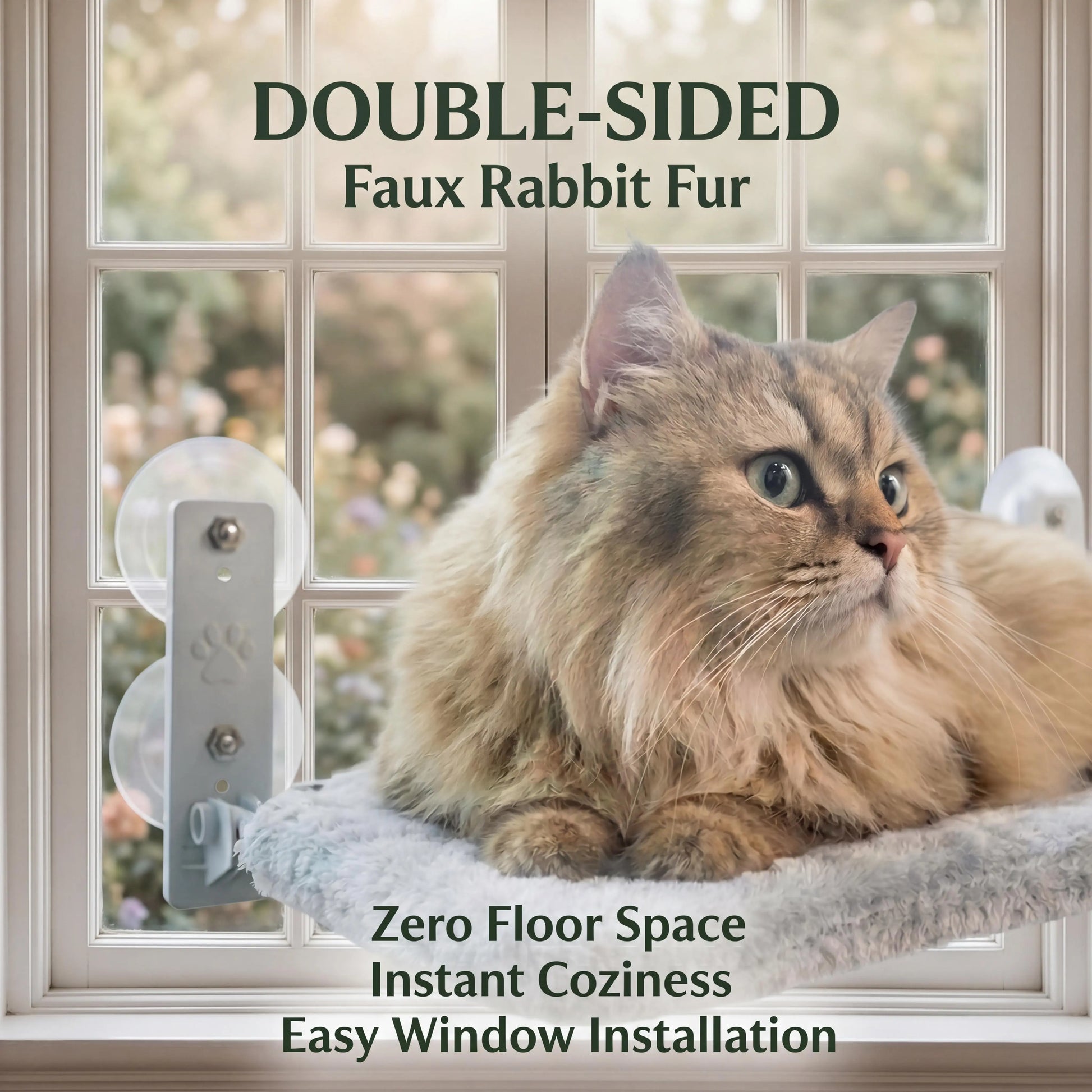 Sturdy Metal Frame Cat Hammock for Window, Folding, Cordless, Machine Washable Cat Bed, Strong Suction Cups, Cat Window Perch for Indoor Cats