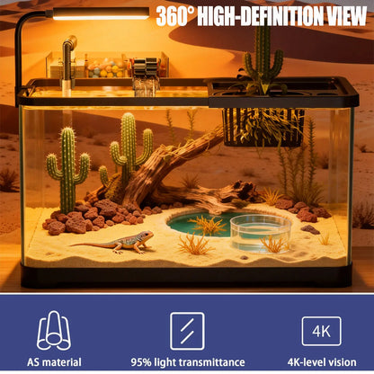 5 Gallon Fish Tank, Aquarium Plastic Starter Kit with Filter, Led Light, Sponge, and Filter Ball, Fish Tank for Betta, Plastic Nano Aquarium with Lid(18.5*7.87*8.07 Inch / Black) (5 Gallon Fish Tank)