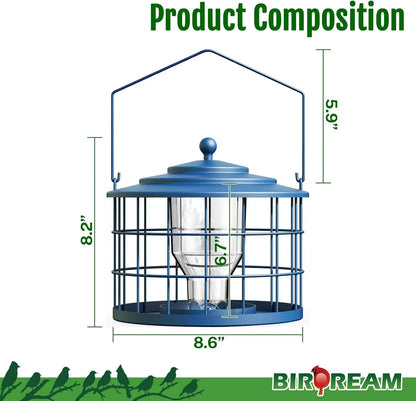 Birdream Squirrel-Proof Bird Feeder for Outdoors, Metal Cage Design for Small Birds, Helps Deter Starlings, Drainage Holes, Easy to Refill