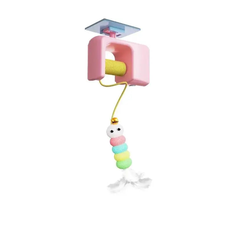Interactive Retractable Bungee Cat Kitty Toy , Automatic Hanging Door Cat Toy, USB Rechargeable Auto Lifting Cat Teaser, Indoor Self-Play Exercise Toy for Boredom Relief Hanging Door Interactive Cat Teaser Electric Toy Pet Training Gift Breed