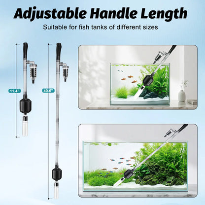 Hygger 5 in 1 Electric Aquarium Gravel Cleaner, 360GPH Automatic Fish Tank Vacuum Water Changer, Vacuum Water Changer Sand Wash Filter (15W, Adjustable Length)
